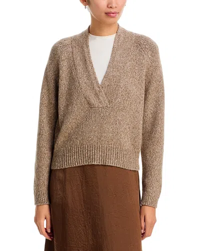 Eileen Fisher Boxy V Neck Sweater In Brown