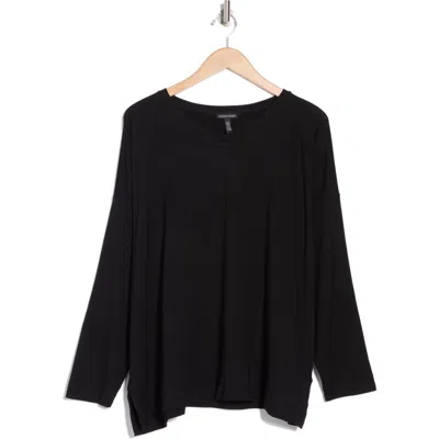Eileen Fisher Boxy V-neck Top In Black