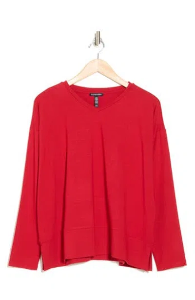 Eileen Fisher Boxy V-neck Top In Lacquer