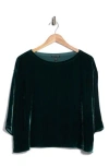 Eileen Fisher Boxy Velvet Top In Green