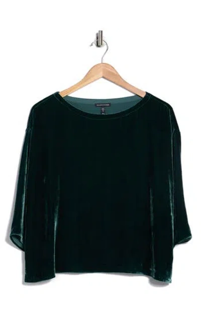 Eileen Fisher Boxy Velvet Top In Green