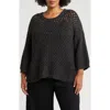 Eileen Fisher Open Knit Sweater In Charcoal