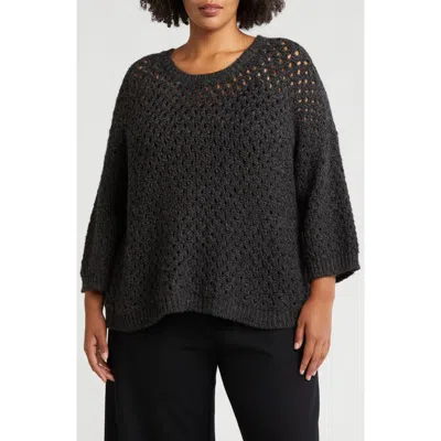 Eileen Fisher Open Knit Sweater In Charcoal