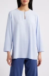 Eileen Fisher Bracelet Sleeve Silk Tunic In Bellflower