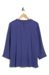 Eileen Fisher Bracelet Sleeve Silk Tunic In Blue