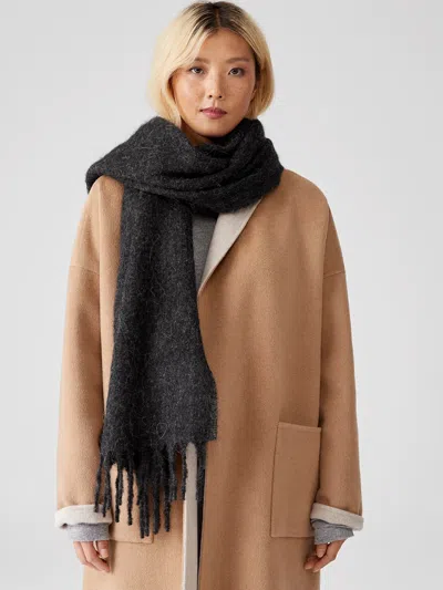 Eileen Fisher Brushed Alpaca Wool Scarf In Black