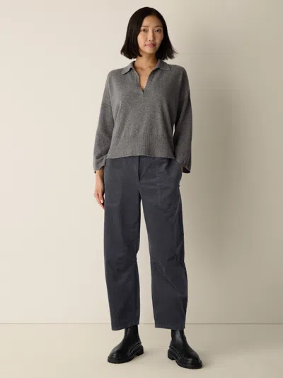 Eileen Fisher Brushed Organic Cotton Arch Pant In Blue