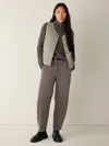 Eileen Fisher Barrel Leg Stretch Organic Cotton Ankle Pants In Brown