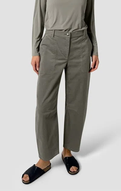 Eileen Fisher Brushed Organic Cotton Barrel Pant In Reed In Green