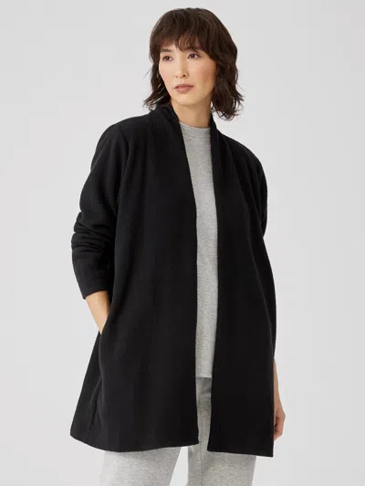 Eileen Fisher Brushed Organic Cotton Ridge Cardigan In Black