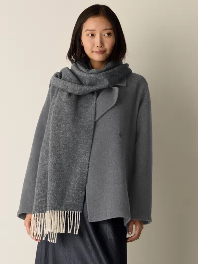 Eileen Fisher Brushed Recycled Cotton Cashmere Scarf In Gray