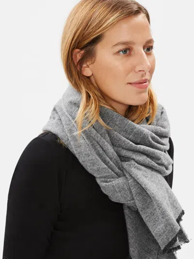 Eileen Fisher Brushed Recycled Cotton Herringbone Scarf In Gray