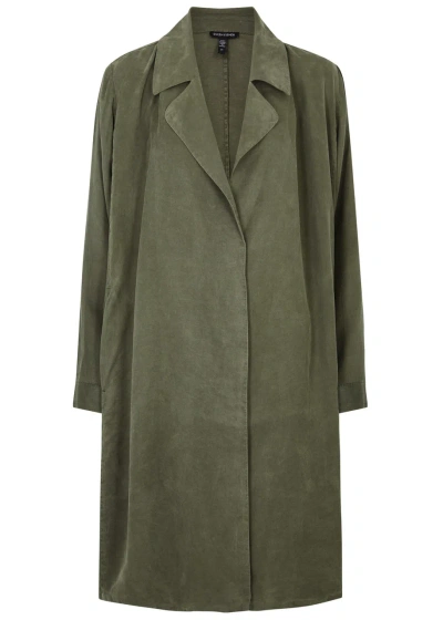 Eileen Fisher Brushed Twill Coat In Khaki
