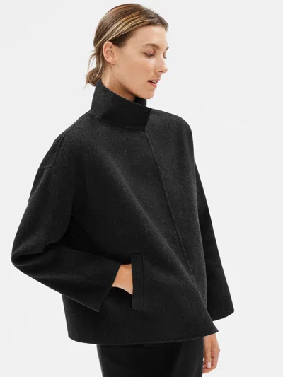 Eileen Fisher Brushed Wool Doubleface Boxy Coat In Gray