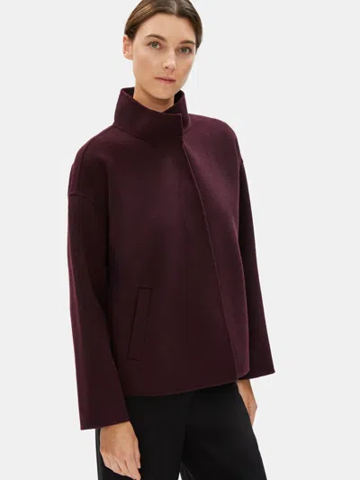 Eileen Fisher Brushed Wool Doubleface Boxy Coat In Purple