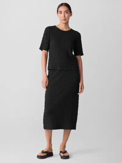 Eileen Fisher Bubble Jacquard Crew Neck Top In Black