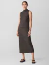 Eileen Fisher Bubble Jacquard Funnel Neck Top In Brown