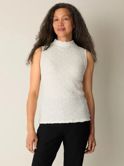 Eileen Fisher Bubble Jacquard Funnel Neck Top In Neutral