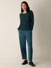 Eileen Fisher Bubble Jacquard Round Neck Top In Blue