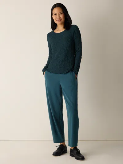 Eileen Fisher Bubble Jacquard Round Neck Top In Blue