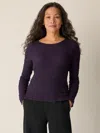Eileen Fisher Bubble Jacquard Round Neck Top In Purple