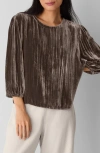 Eileen Fisher Bubble Sleeve Velvet Top In Brown