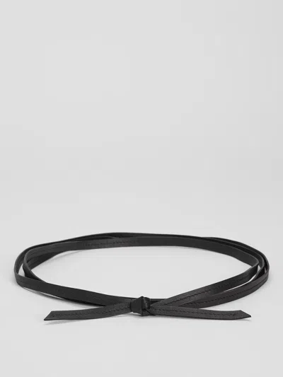 Eileen Fisher Buttery Leather Skinny Wrap Belt In Black