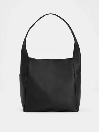 Eileen Fisher Buttery Leather Small Everything Bag In Black