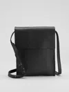Eileen Fisher Grainy Italian Leather Crossbody Bag In Black