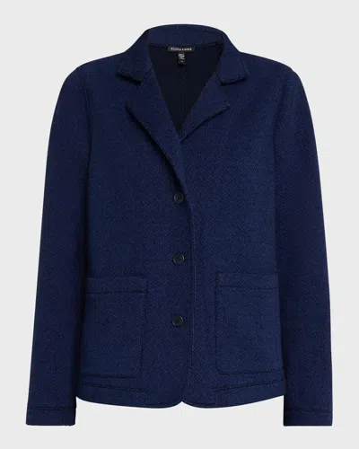 Eileen Fisher Button-down Organic Cotton Terry Jacket In Ink