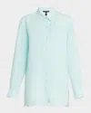 Eileen Fisher Button-down Organic Linen Shirt In Pool