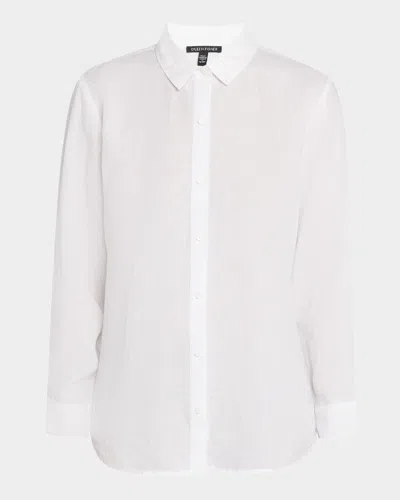 Eileen Fisher Button-down Organic Linen Shirt In White