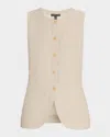 Eileen Fisher Button-down Organic Linen Vest In Undyed Natural