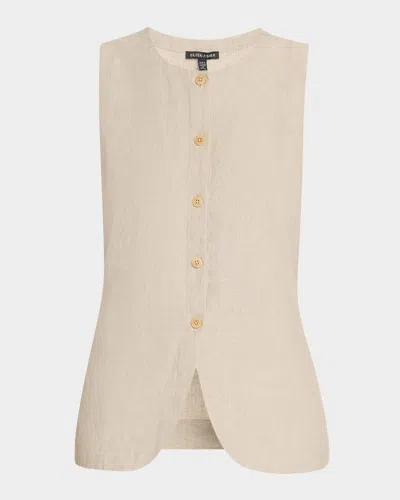 Eileen Fisher Button-down Organic Linen Vest In Undyed Natural