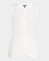 Eileen Fisher Button-down Organic Linen Vest In White