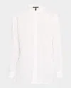 Eileen Fisher Mandarin Collar Textured Organic Cotton Tunic In White