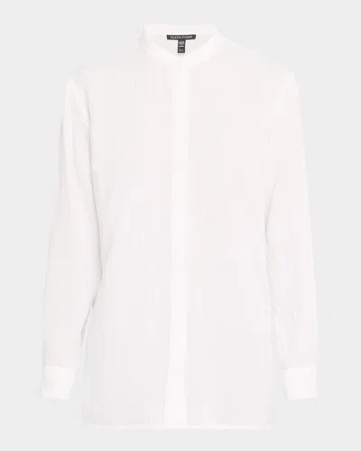 EILEEN FISHER BUTTON-DOWN RIPPLE ORGANIC COTTON SHIRT