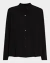 Eileen Fisher Easy Classic Collar Silk Button-up Shirt In Black