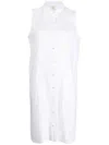 Eileen Fisher Button-down Sleeveless Linen Shirtdress In Weiss