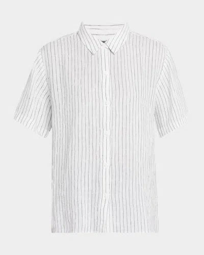 Eileen Fisher Button-down Striped Organic Linen Shirt