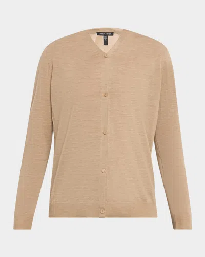 Eileen Fisher Button-down Superfine Merino Wool Cardigan In Neutral