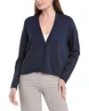 Eileen Fisher V-neck Merino Wool Cardigan In Blue