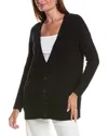 Eileen Fisher Button Front Cashmere-blend Cardigan In Black