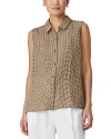 Eileen Fisher Button Front Gingham Linen Shirt In Bronze