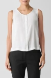 Eileen Fisher Silk Georgette Round Neck Vest In Ivory