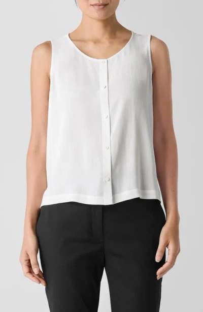 Eileen Fisher Button Front Silk Vest In Ivory