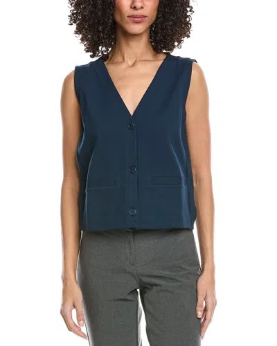 Eileen Fisher Button Front Vest In Blue