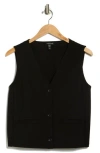 Eileen Fisher Button Front Vest In Black