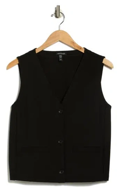 Eileen Fisher Button Front Vest In Black