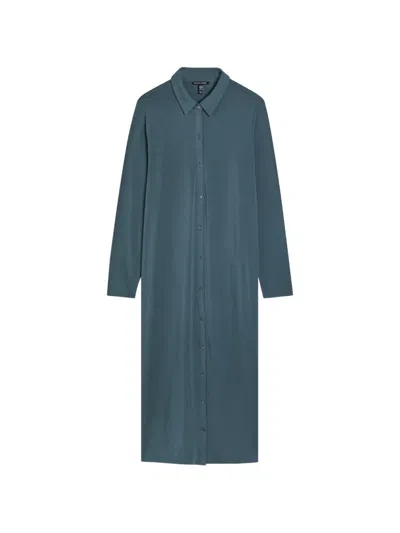 Eileen Fisher Buttoned Midi Dress In Green